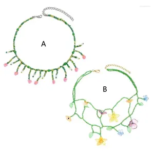 Ketten Böhmische Halskette Handgefertigte Perlen-Blumen-Halskette Mode-Krawatten-Geschenk-Dropship