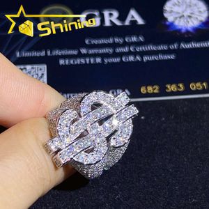 Designer-Schmuck Heißer Verkauf Hip Hop S925 Luxus Herren vergoldet 925 Sterling Silber VVS Moissanit Diamant Iced Out USD Dollar Ringe