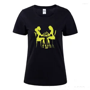 Kadın Tişörtleri Yaz Tırnak Güzellik Salon Vinil Komik Geeks Baskılı T-shirt Kadın Gevşek Pamuk Kısa Kollu Kadın T-Shirt Moda O Boyun