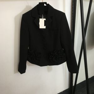 309 XL 2024 Milano Runway Cappotto Primavera Marca Stesso Cappotto Stile Bavero Collo Paillettes Nero di alta qualità Manica lunga Abbigliamento donna 20240281