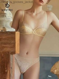 Reggiseni BirdTree Fodera 100% lberry Seta Reggiseno Francese Delle Donne Del Merletto Del Ricamo Della Biancheria Intima Sexy Reggiseno Ultra Sottile set 2024 Primavera Nuovo S41880QCC24315