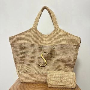 Icare Raffias Designer-Tasche handgemachtem Strohbeutel Handtasche große Kapazität Tasche für Frauen Strand Reisen Sommerferien Hochwertige Luxus-Schulter-Einkaufstaschen