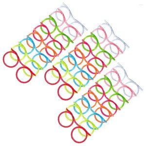 Disposable Cups Straws 24 Pcs Glasses Circulating Straw Eyewear Creative Drinking Halloween Plastic Party Supplies For Kids Funny Child