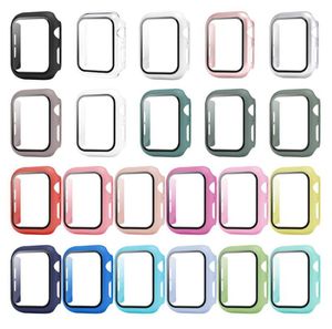 Renkli PC Apple Watch için Temperli Cam Kılıflı Sert Tampon Kılıfları 1 2 3 4 5 6 7 Tam Koruma Kapakları 38 40 42 44 41mm 45mm 7325928