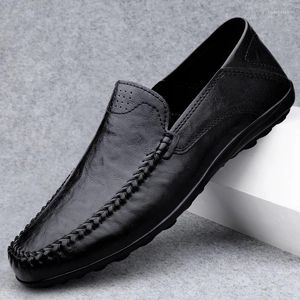 Sıradan Ayakkabı Orijinal Deri Erkekler Yumuşak Sole Rahat Slip-On Erkek Loafer Mokasinler Sürüş Büyük Boyut 49