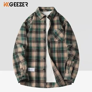 Men camisa de camisa xadrez xadrez de manga longa de manga longa mensual camisa casual de primavera outono de tamanho grande machos machos camisa de vestido macio