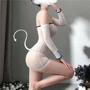 Sexy Rleeve Pakiet Przezroczysta pasja długa biodro wydrukowana spódnica Temptation Gorąca bielizna Oddziel qmowb