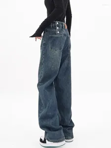 Women's Jeans Women Blue Baggy Harajuku Streetwear Denim Trousers Y2k Aesthetic Loose Punk Jean Pants Vintage 2000s Trashy Clothes 2024