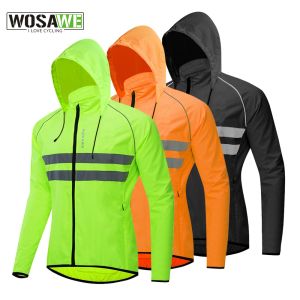 Куртки WOSAWE Кепки с тонкими капюшонами Светоотражающие куртки для бега Ветрозащитные водоотталкивающие дождевики Велосипедная ветровка Пальто Велосипедные спортивные куртки
