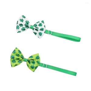 Dog Collars 2 Pcs Green Tie Bow Pet Decor Supply Decorative Irish's Day Props St Patrick's Clovers