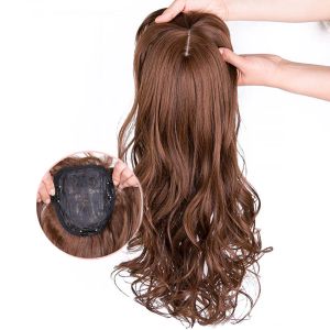 Кусок кусок натуральная волна женщины синтетические волосы светло -коричневые волосы с одной температурой волокна с высоким содержанием температуры волокно