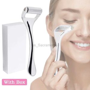 Face Massager Zinc alloy leather roller micro needle facial wrinkle removal manual beauty massage machine double head metal jade roller skin care tool 240321