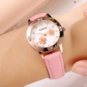 Watch Female Student Korean Edition Simple and Cute Junior High School Girl Heart Waterproof Night Glow Water Diamond Academy Style