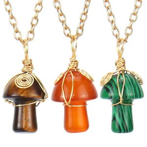 Decorative Figurines MLD Natural Stone Mushroom Shape Pendant Pink Crystal Aventurine Jades Charms For Jewelry Necklace