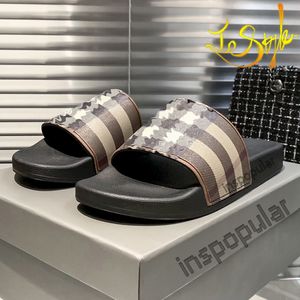 Designer Slides Decorados com Impressão Xadrez Mens Marca de Luxo Sapatos Vintage Verifique Chinelos Planos Verão Praia Férias Mulheres Sandália Conforto Casual Mule Platform