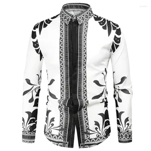 Men's Casual Shirts Western Totem Tribe Lapel Long -sleeved Shirt Soft Material 2024 Style Outdoor Top