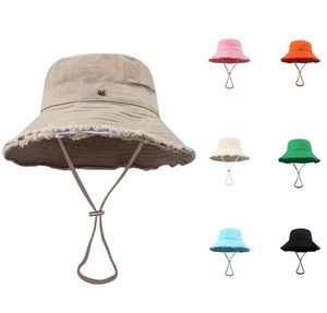 دلو بوب الملون قبعة دلو فاخرة كبيرة الحجم واسعة الحافة بيني الصيف للمرأة رجل