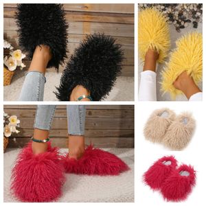 Sandals Fur Slipper Mule Womens mens Daily Wear Fur Shoes White Black Orange Metal Chain Casual Flats Shoes Trainers GAI Sneakers