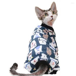 Trajes de gato protetor de barriga roupas de quatro pernas primavera e verão algodão fino sem pêlos roupas de ar condicionado