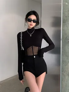 Kvinnors T -skjortor Summer Women Shirt Woman Clothes Long Sleeve Tops Spring Black Slim Tshirt Female Crop Top Tee Sexig Skinny Y2K