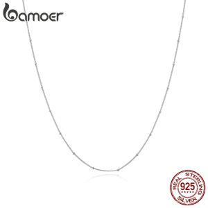 Necklaces Bamoer Essential Tiny Round Beads Necklace Authentic Sterling Sier 45cm Chain Link Necklaces Bijoux Scn391