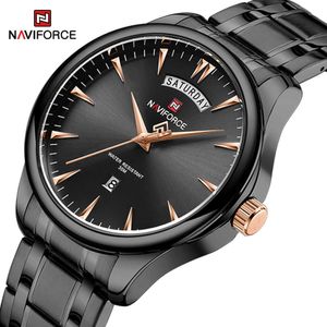 Naviforce Creative Man Wristwatch Quartz Day and Date Display Stainless Steel Men 's Watches Military Sport 방수 남성 시계