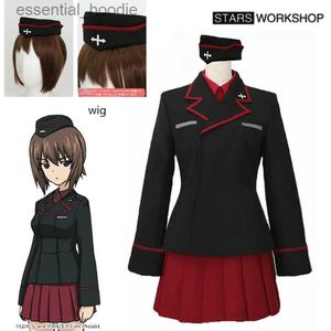 Cosplay trajes de anime anime menina e papel de parede nishizumi maho cosplay com kurorimine halloween carnaval festa setc24321