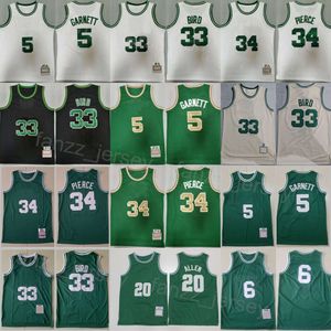 Throwback Basketball Retro Ray Allen Jersey 20 Vintage Bill 6 Larry Bird 33 Paul Pierce 34 Kevin Garnett 5 Man Pure Cotton Embroidery And Sewing Top Quality On Sale