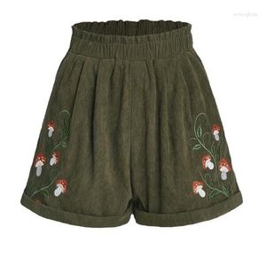 Kvinnors shorts kvinnors avslappnade svamp mitt i midjan sommar kvinnlig lös jacquard byxor vintage skruvtråd corduroy byxor