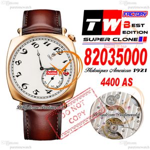 American 1921 82035 A4400自動メンズウォッチTWF 40mmローズゴールドダイヤルスムースブラウンレザーストラップスーパーエディションPuretimewatch Reloj Hombre Montre Hommes PTVC