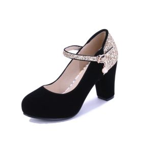 Boots Big Size ladies high heels women shoes woman pumps Suede round head, thick heel and high heel colormatching