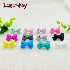 Halsband 50st Bow Silicone Beads Food Grade Teethers Bowknot Baby Tinging Pärlor Diy Halsband som gör PACIFER Baby Products