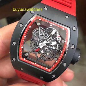 Moissanite Pilot Wristwatch RM Wrist Watch RM055 Series Ceramic Manual 49.9*42.7mm RM055 Black Ceramic Red Frame Limited To 30 Pieces