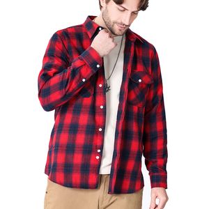 2024 New Popular European and American Sizes Frosted Plaid Shirt Men's Long Sleeved Double Pocket Flannel Foreign Trade Shirt