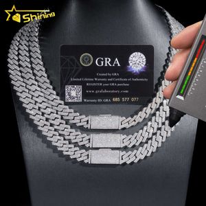 Projektant Hot Selling S925 Raper Jewelry Style 13 mm Luxrury Soild Silver 925 VVS Moissanite Cuban Link Chain Naszyjnik Hip Hip