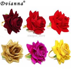 Towel Rings 6Pcs Wedding Decoration Artificial Rose Flower Napkin Rings for Valentines Day Bridal Shower Birthday Party Home Decor HWW01 240321