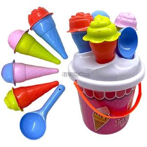 Sand Play Water Fun 6pcs Cute Hourglass Ice Cone Scoop Bucket Model Set Beach Toys Play Water Sand Plastic Tools Kids Summer Outdoor Game Gift 240321