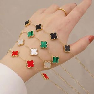سوار Vanclef Womens Fashion Charm 18k Gold Jewelry Classic 4 Leaf Gift Phift Shell Charm Plate Diamond F051# Mavd