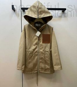 Herrjackor designer trench rockar mid-längd blixtlås huva vindbrytare fast färg lapptäck kvinnor kläder klassiska dragsko tucked midja mode lösa m9y1