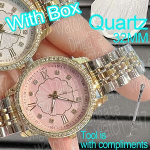 Moda elmas bayan gül altın saat tasarımcısı kuvars saatler tarih 32mm kol saati kadınlar için kadınlar için hediyeler Montre de lüks relojmujer