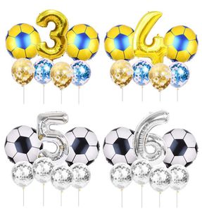 7 PCSlot Football Soccer Theme Round Basketball Balloons Confetti Latex Helium Balloon Sport Meet Boy Birthday Party Ball Decor Y1390110