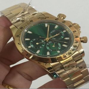 Vender relógios masculinos 40mm 116503 116508 116500LN 18k ouro amarelo mostrador verde mecânico automático excelente relógio masculino relógios2441
