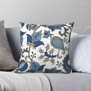 Kudde Hamptons Blue White Floral Zipper Square Pillow Case Home Två sidoutskrift Dekorativt täckningsfodral för bil