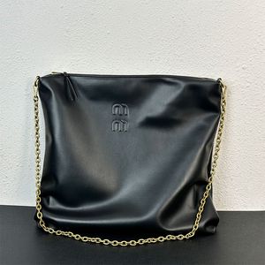 Bolsa de compras com corrente, bolsa de couro genuíno com letras da moda, grande capacidade, bolso com zíper, bolsa de ombro de couro, atacado