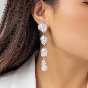 Earrings Korean Fashion Irregular Imitation Pearl Tassel Long Drop Earrings for Women Exquisite Pendant Dangle Earring Wed Jewelry 230831