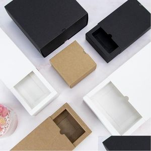 Opakowanie prezentów 10pcs / Brown Black and White Cardboard Box Festival Party Mały plik biżuterii czekoladowe cukierki Opakowanie Drop de homefavor dhdjh