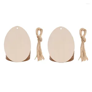 Party Decoration 20Pcs Happy Easter Wood Pendant Egg Chick Flower Hanging Ornament With String Home Decor DIY Painting