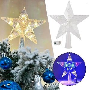 Christmas Decorations 15cm Decoration Transparent Luminous Tree Top Light Star Colored Warm Z0d1