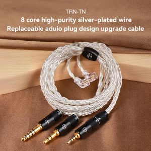 Headphones TRN TN 8 Core HighPurity Oxygen Copper + Silve Replaceable Aduio Plug Design HIFI Upgrade Cable Connector For TRN MT4 MT1max