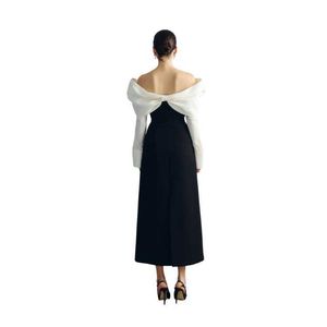 Audray A-line etek Rayon Spandex Dokuma kumaş giysiler siyah etekler kadınlar için siyah etekler arkada yarık ile uzun A-line etek